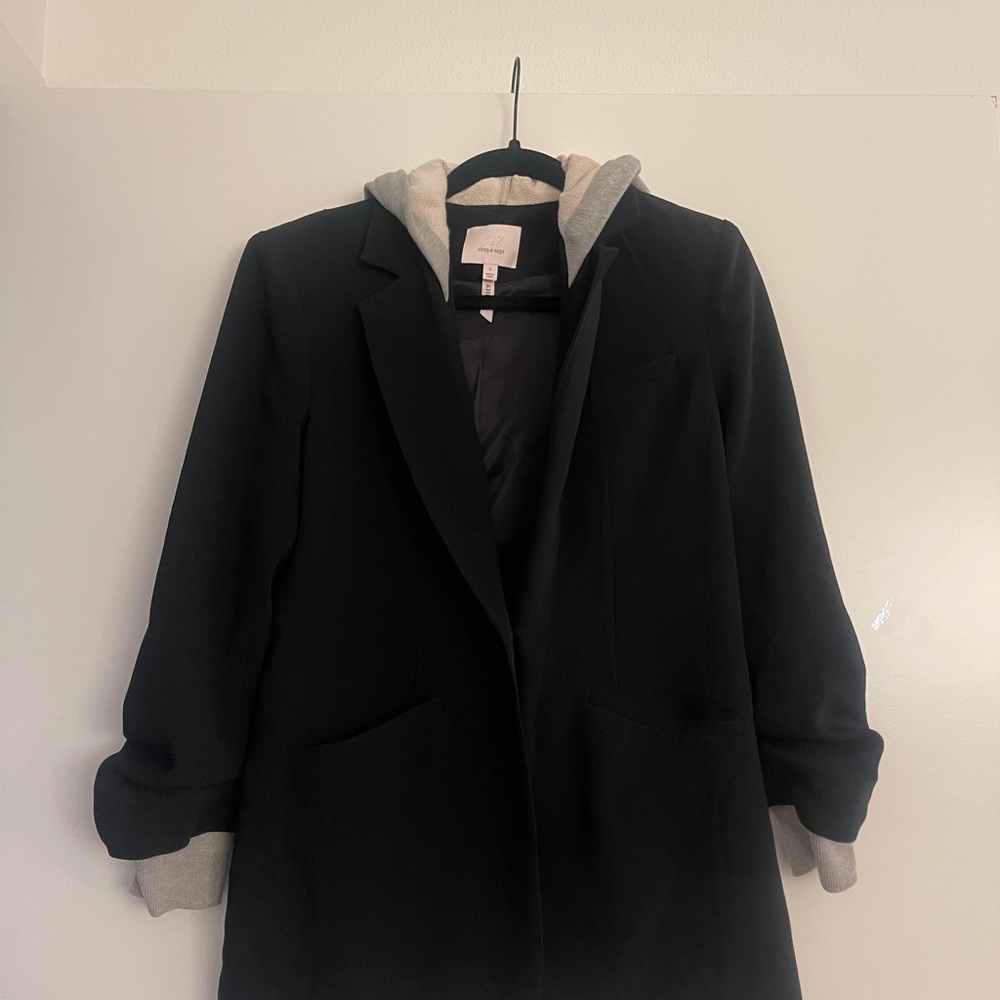 Women's Black Jacket with Gray Hoodie